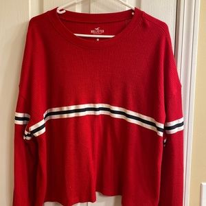 Hollister red cropped boyfriend tee